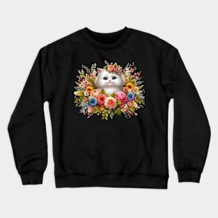 Floral Feline Frolic: A Funny and Cute Cat's Garden Adventure Crewneck Sweatshirt